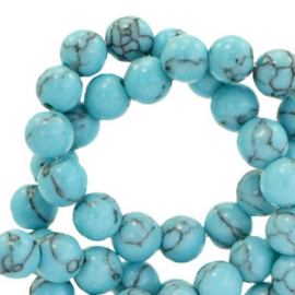 Natuursteen kraal rond calciet 4mm turquoise blue (per stuk)