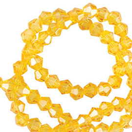 Facet glaskraal 6mm bicone freesia yellow (per stuk)