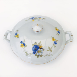 Dekschaal met blauwe bloemen