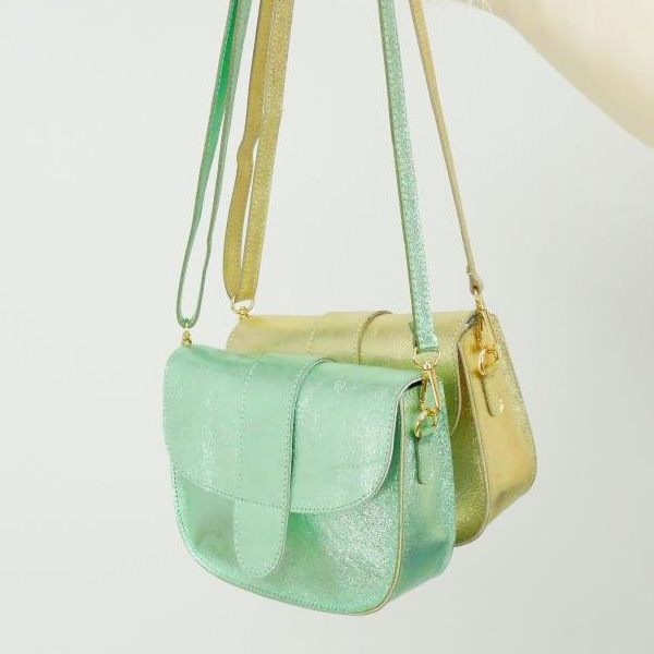 Leren Schoudertas Groen - Metallic Love Story