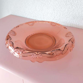 Brocante glazen schaal roze
