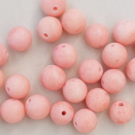 Natuursteen kraal rond jade mat 6mm seashell pink (per stuk)