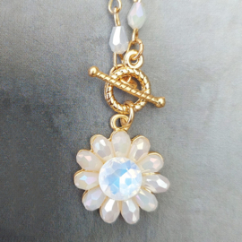Biba ketting bloem goud wit