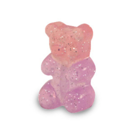 Resin gummy bear kraal 17x11mm roze glitter (per stuk)