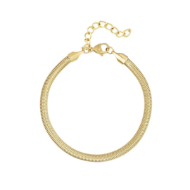 Stainless steel armband platte visgraat goud