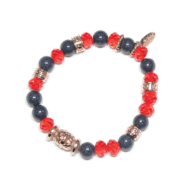 Biba armband rood grijs roségoud