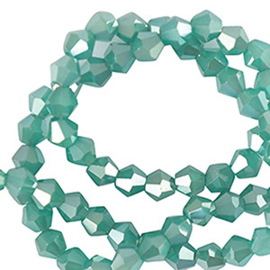 Facet glaskraal 6mm bicone larchmere green (per stuk)