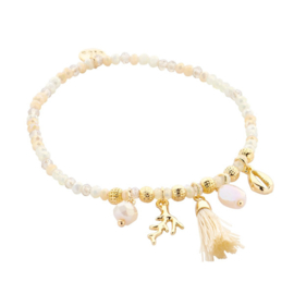 Biba bedelarmband beige