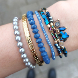 Biba armbanden set blauw grijs