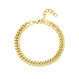 Stainless steel stoere schakelarmband goud