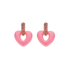 Biba oorbellen hartjes retro roze