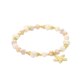 Biba armband met zeester bedel beige goud - 55763mix03