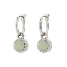 Biba oorbellen met hanger opaal groen zilver