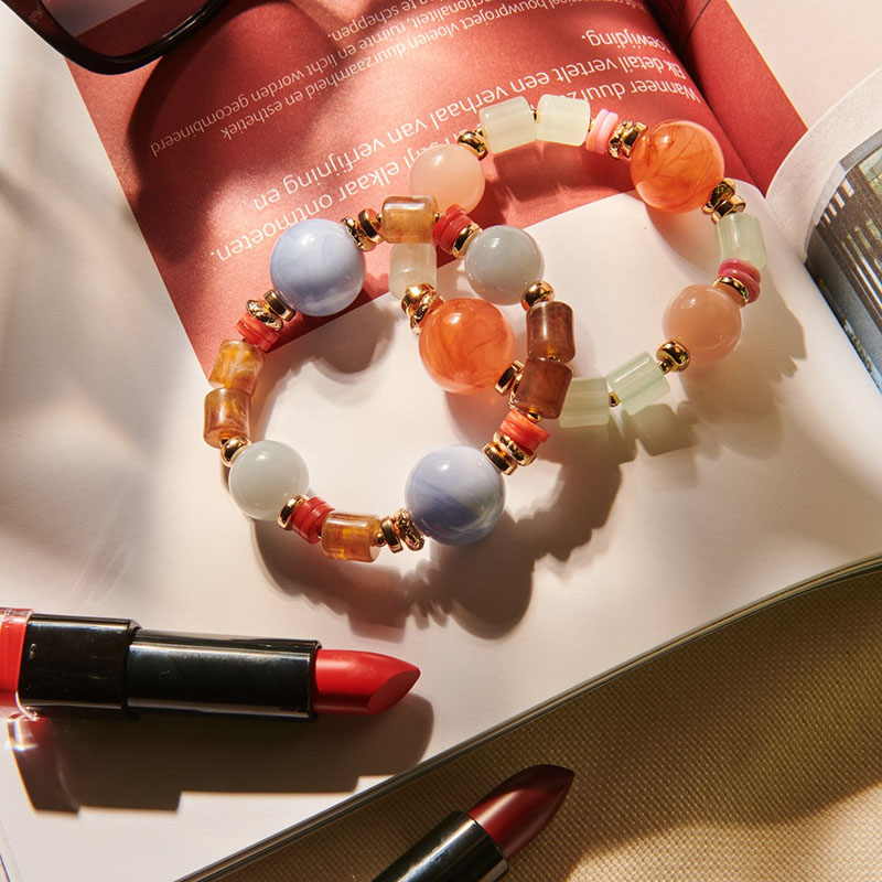 Biba Kralenarmband Blauw, Roze en Oranje – 55372