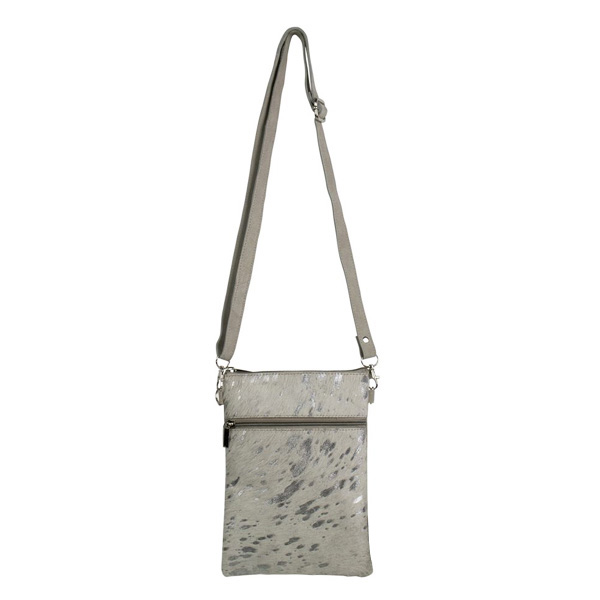 Leren Schoudertas Beige & Zilver