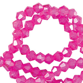 Facet glaskraal 6mm bicone neon pink (per stuk)