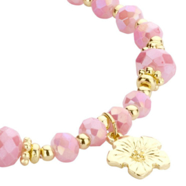 Biba armband met bloem bedel roze goud - 55763mix18