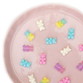 Resin gummy bear kraal 17x11mm turquoise geel (per stuk)