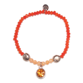 Biba armband oranje-roségoud met hanger