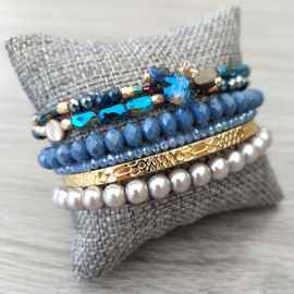 Biba dubbele armband bedels blauw