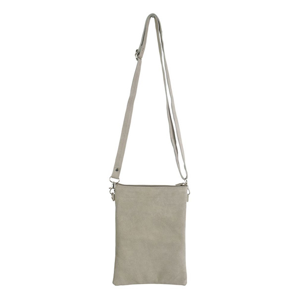 Leren Schoudertas Beige & Zilver