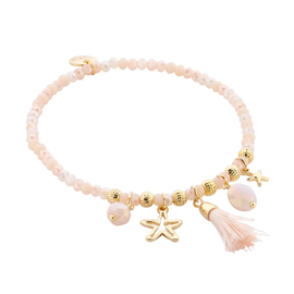 Biba bedelarmband beige roze