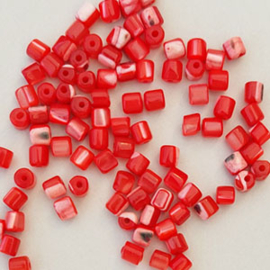 Schelp kralen tube 4x3.5mm fiery red (3 gram)