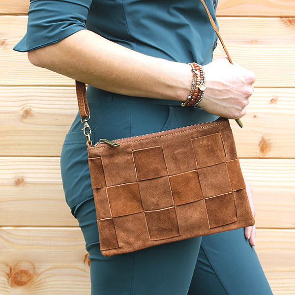 Leren Schoudertas & Clutch Bruin