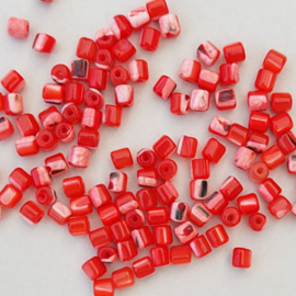 Schelp kralen tube 4x3.5mm coral red (3 gram)
