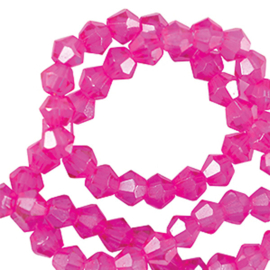 Facet glaskraal 6mm bicone neon pink