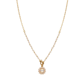Biba ketting bloem goud wit