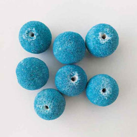 Koraallook kraal rond 20mm aqua blauw (per stuk)