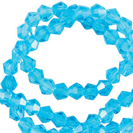 Facet glaskraal 6mm bicone azure turquoise blue (per stuk)