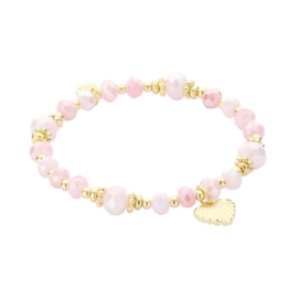 Biba armband met hartje bedel roze goud - 55763mix02