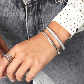 Stainless steel gladde armband / bangle zilver