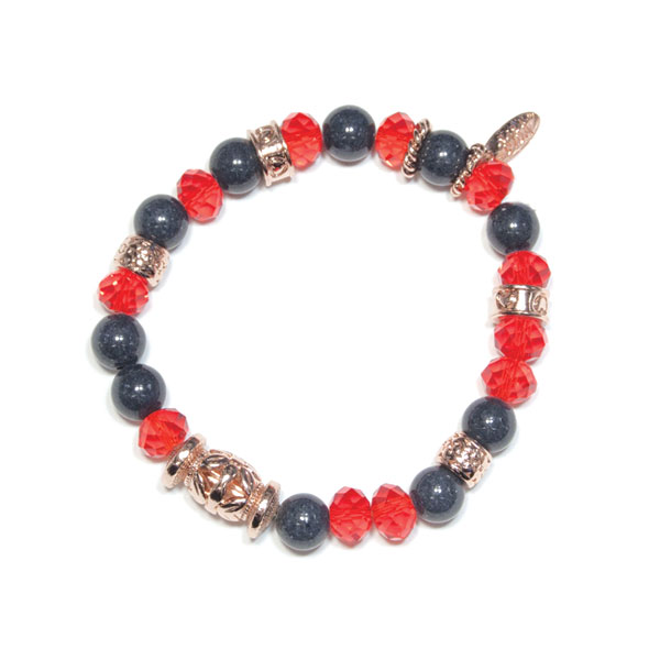 Biba armband rood grijs roségoud