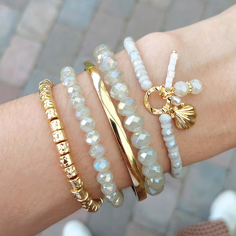 Biba Bedelarmband Grijs & Goud - 55222