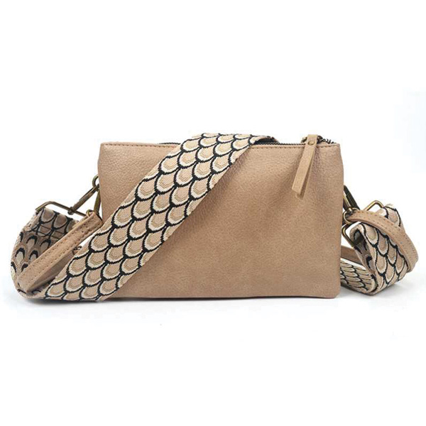 Schoudertas Geweven Band Beige - Evian