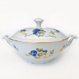 Dekschaal met blauwe bloemen