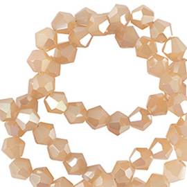 Facet glaskraal 6mm bicone latte beige (per stuk)