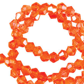 Facet glaskraal 6mm bicone vibrant orange