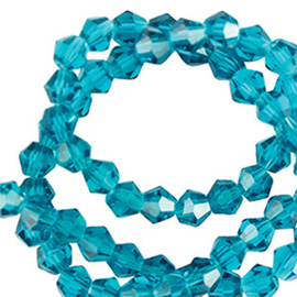 Facet glaskraal 6mm bicone teal blue (per stuk)