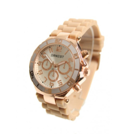 Horloge rubber band bruin