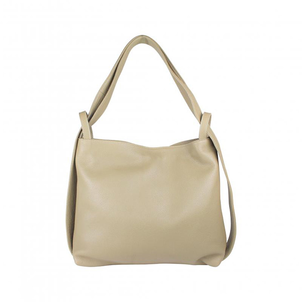 Leren Schoudertas & Rugtas Taupe - Double Luck