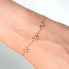 Stainless steel armband strikjes goud