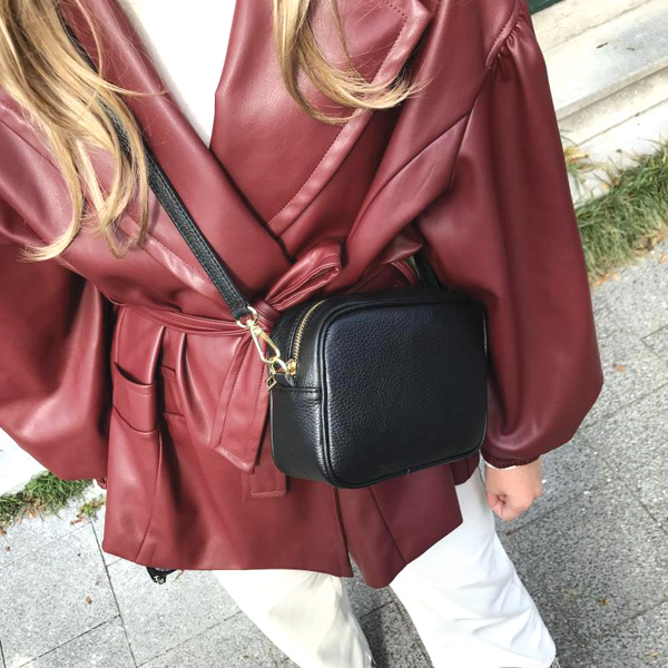 Leren Crossbody Tas Zwart - Good to be Back