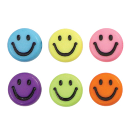 Smiley kralen acryl 7mm multicolour mix 20 stuks