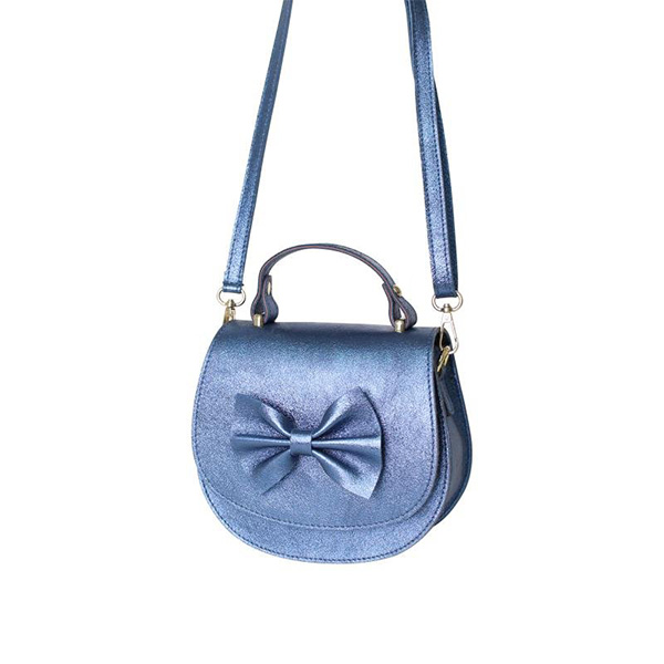 Leren Crossbody Tas met Strik Blauw – Night Tie