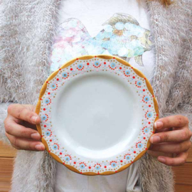 Gekleurd bordje goud en blauw