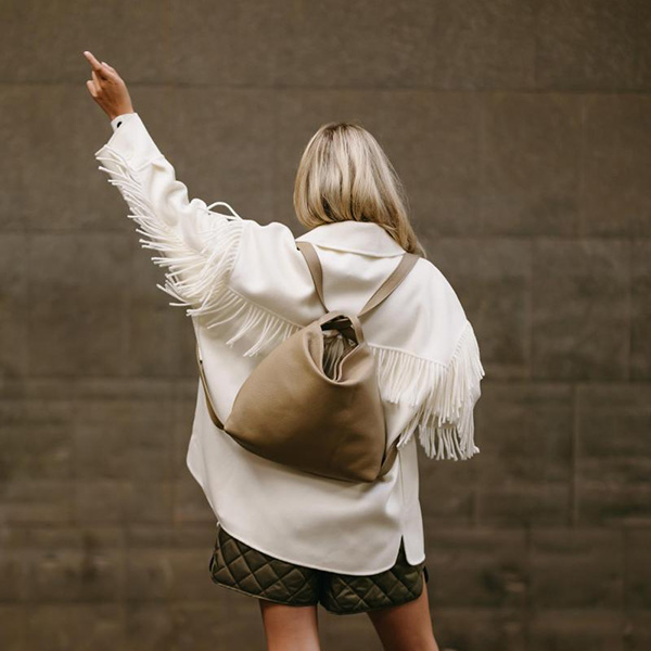 Leren Schoudertas & Rugtas Taupe - Double Luck